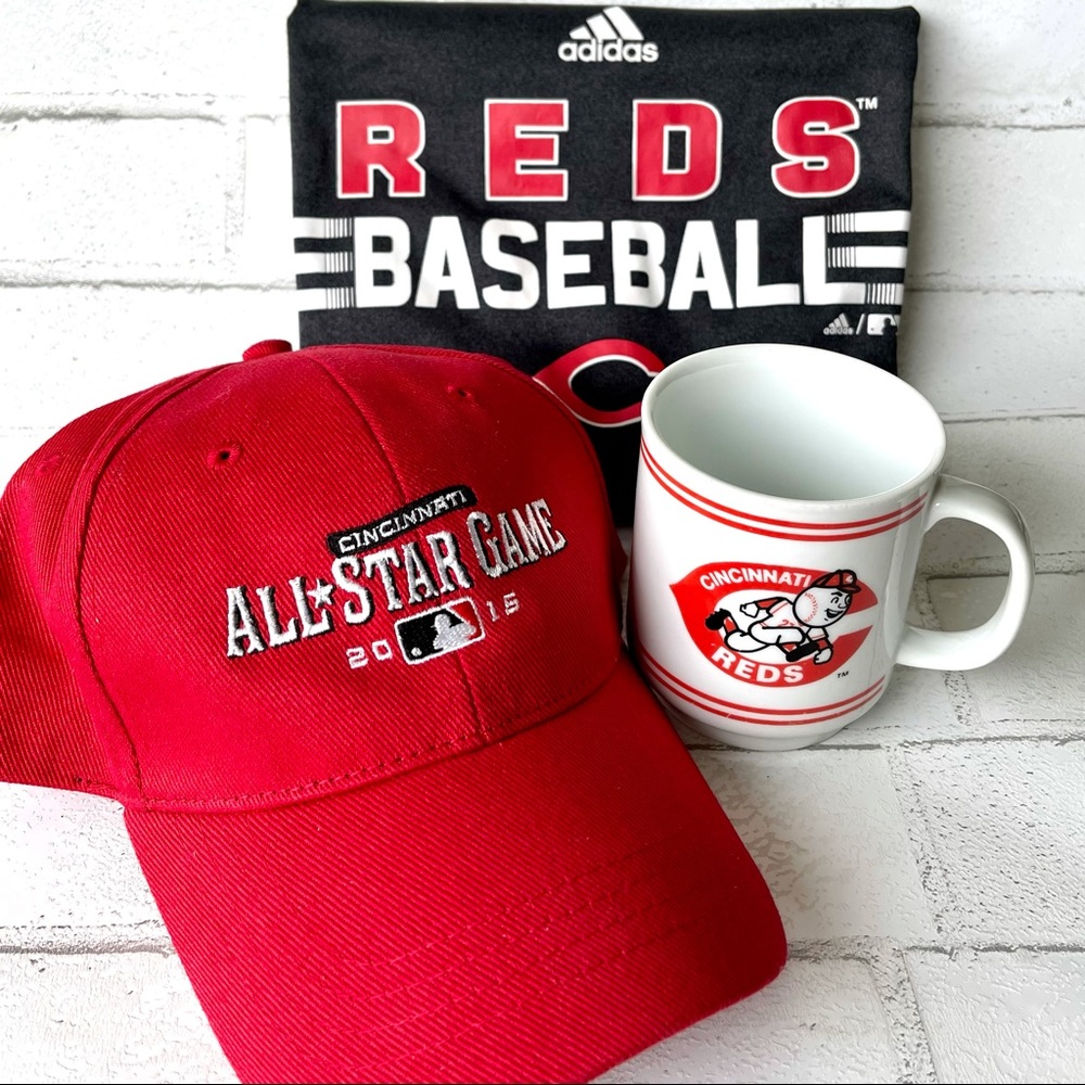 Cincinnati Reds Baseball Adidas Climalite Shirt Hat Vintage Mug MLB Bundle Lg